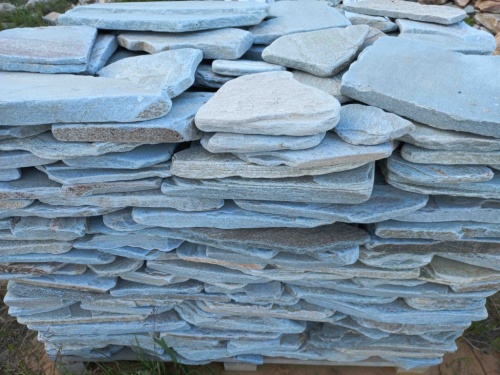 Плитняк златолит зелёный галтованный для цоколя купить в Артёмовском